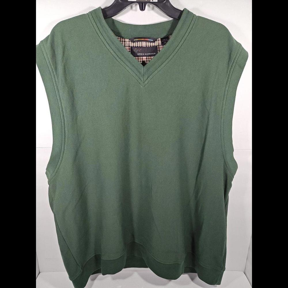 Greg Norman Golf Sweater Vest Mens Size 2XL Green V-Neck Pullover